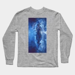 Elephant geometric style blue abstract background Long Sleeve T-Shirt